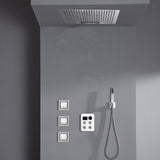 24 inch flush mount rainfall waterfall shower head 4 way thermostatic shower faucet with handle wand and Body Jets