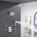 6" Regular Shower Head  - 3-Way Digital Thermostatic System with 6 jets