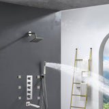 6" Regular Shower Head  - 4-Way  Thermostatic System with 6 jets and tub spout