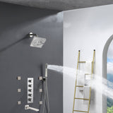 6" Regular Shower Head  - 4-Way  Thermostatic System with 6 jets and tub spout