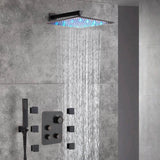 Oil Rubbed Bronze 3-Way Thermostatic Shower Faucet with 6 Body Jets, LED Options for Simultaneous Operation