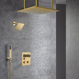 Ceiling Mounted 20-Inch Rainhead 3 Way Thermostatic Shower Faucet with Regular Head, Optional LED light or Non-Led Light