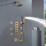 6" Regular Shower Head  - 4-Way  Thermostatic System with 6 jets and tub spout