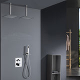 Brushed Gold Dual Ceiling & Wall Shower Heads with 3-Way Thermostatic Valve System - Seamless Functionality Both Together & Separately