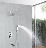Chrome High Water Pressure 6'' or 8'' Regular head Wall Mounted 3-Way Digital Display Pressure Balance Shower Faucet System With tub Spout