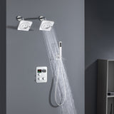 Brushed Gold Or Brushed Nickel or Matte Black or chrome or oil rubber bronze 3-Way Thermostatic Shower Valve System with Dual Regular Heads - Simultaneous or Separate Functionality