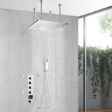 20inch chrome ceiling mount rainfall waterfall shower systems 4 way thermostatic valve with 6 body jets