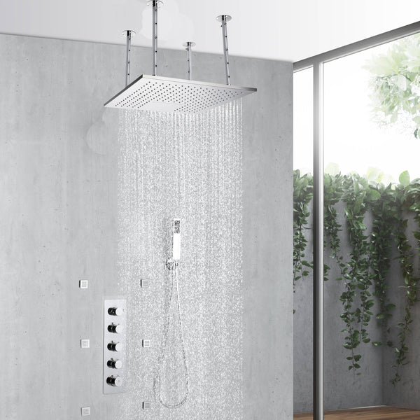 Oria polished chrome thermostatic shower column. Shower system set –  secretbathstore