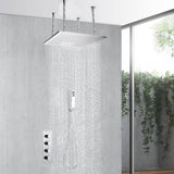 20inch flushed on chrome ceiling mount rainfall waterfall shower systems 3 way thermostatic Shower Faucet