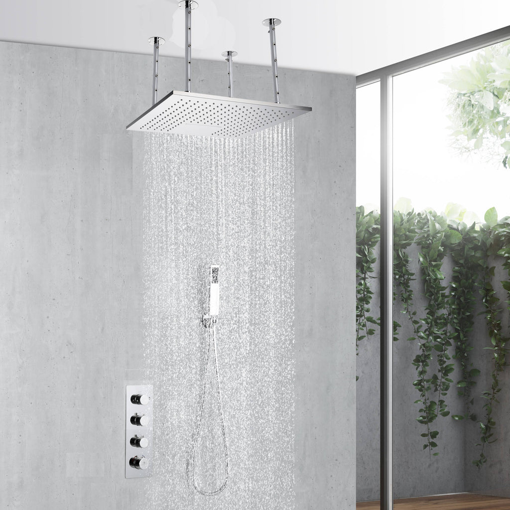 20inch flushed on chrome ceiling mount rainfall waterfall shower syste ...