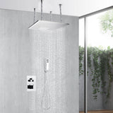 20inch flushed on chrome ceiling mount rainfall waterfall shower systems 3 way thermostatic Shower Faucet
