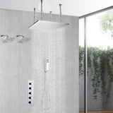 20inch chrome ceiling mount rainfall shower systems 4 way thermostatic valve with Dual Regular head