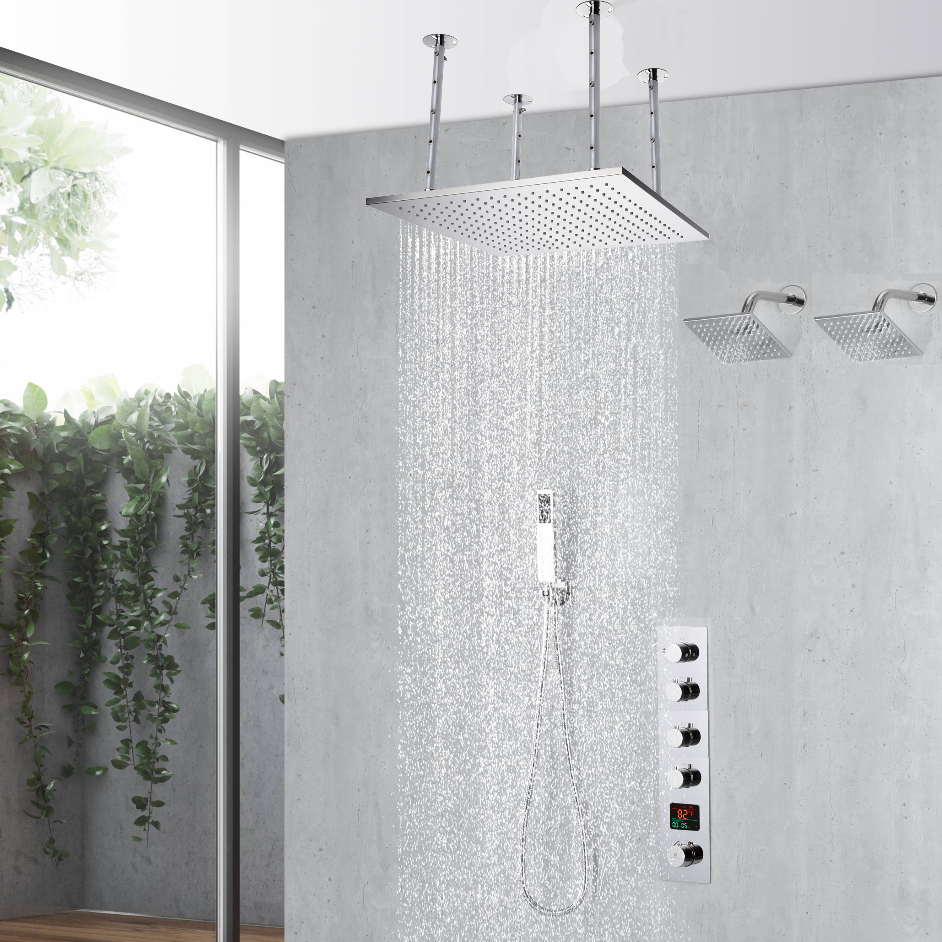 20inch chrome ceiling mount rainfall shower systems 4 way thermostatic ...
