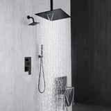 matte black ceiling mount 12 inch or 16 inch rainfall shower head 3 way digital regular rough in valve shower system with wall mount 6 inch high water pressure brass shower head
