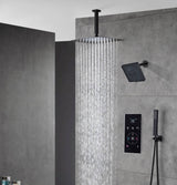 Matte black wall mount 6inch regular high water pressure shower head ceiling mount 16inch or 12 inch rainfall shower head 3 way thermostatic shower system