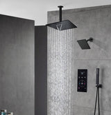 Matte black wall mount 6inch regular high water pressure shower head ceiling mount 16inch or 12 inch rainfall shower head 3 way thermostatic shower system