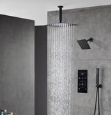 Matte black wall mount 6inch regular high water pressure shower head ceiling mount 16inch or 12 inch rainfall shower head 3 way thermostatic shower system