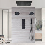 24-inch or 20-inch Matte Black Rainfall Shower System: Featuring a 4-Way Digital Display Thermostatic Rough-In Valve, and a Refreshing 6-inch Wall Mount Shower Head