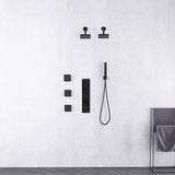 Matte Black Wall Mount 6" Dual Shower Head with 4-Way Thermostatic Faucet and Jets