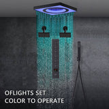 24" Flush Mount Rainfall Waterfall 6-Way Digital  Shower System with LED, Dual Regular Heads