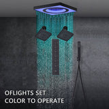 24" Flush Mount Rainfall Waterfall 6-Way Digital  Shower System with LED, Dual Regular Heads