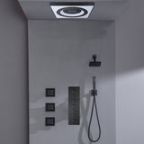 24" Flush Mount Shower Head with 6-Way Digital Faucet, 6" Regular Head, Body Jets