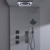 24" Flush Mount Shower Head with 6-Way Digital Faucet, 6" Regular Head, Body Jets