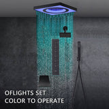 24" Flush Mount Rainfall Waterfall 6-Way Digital  Shower System with LED, Dual Regular Heads and Tub Spout