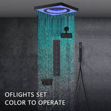 24" Flush Mount Rainfall Waterfall 6-Way Digital  Shower System with LED, Dual Regular Heads and Tub Spout