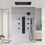 Matte Black or Brushed Gold or Brushed Nickel or Chrome  LED Music Shower System 23 x 15 inch with 6-Way Digital Thermostatic Control, Body Jets