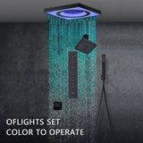 24" Flush Mount Rainfall Waterfall 6-Way Digital  Shower System with LED, Dual Regular Heads and Tub Spout
