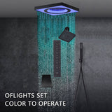 24" Flush Mount Rainfall Waterfall 6-Way Digital  Shower System with LED, Dual Regular Heads and Tub Spout