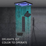 24" Flush Mount Rainfall Waterfall 6-Way Digital  Shower System with LED, Dual Regular Heads and Tub Spout