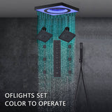 24" Flush LED Mount Rainfall Waterfall 6-Way Digital Shower System With Dual Regular Head and 6 Body Jets