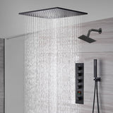 waterfall rainfall 20'' or 24'' Flush or ceiling mounted matte Black 4 way Digital display thermostatic shower faucets With regular head