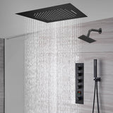 waterfall rainfall 20'' or 24'' Flush or ceiling mounted matte Black 4 way Digital display thermostatic shower faucets With regular head