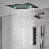 waterfall rainfall 20'' or 24'' Flush or ceiling mounted matte Black 4 way Digital display thermostatic shower faucets With regular head