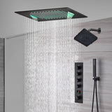 waterfall rainfall 20'' or 24'' Flush or ceiling mounted matte Black 4 way Digital display thermostatic shower faucets With regular head