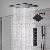 waterfall rainfall 20'' or 24'' Flush or ceiling mounted matte Black 4 way Digital display thermostatic shower faucets With regular head