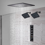 waterfall rainfall 20'' or 24'' Flush or ceiling mounted matte Black 4 way Digital display thermostatic shower faucets With regular head