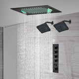waterfall rainfall 20'' or 24'' Flush or ceiling mounted matte Black 4 way Digital display thermostatic shower faucets With regular head