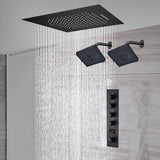 waterfall rainfall 20'' or 24'' Flush or ceiling mounted matte Black 4 way Digital display thermostatic shower faucets With regular head