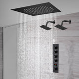 waterfall rainfall 20'' or 24'' Flush or ceiling mounted matte Black 4 way Digital display thermostatic shower faucets With regular head