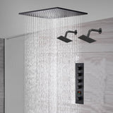 waterfall rainfall 20'' or 24'' Flush or ceiling mounted matte Black 4 way Digital display thermostatic shower faucets With regular head