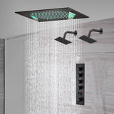 waterfall rainfall 20'' or 24'' Flush or ceiling mounted matte Black 4 way Digital display thermostatic shower faucets With regular head