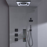 24" Flush Mount Shower Head with 6-Way Digital Faucet, 6" Regular Head, Body Jets