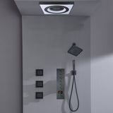 24" Flush Mount Shower Head with 6-Way Digital Faucet, 6" Regular Head, Body Jets