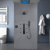 Flush Mount Shower Faucet Set with 6-Way Digital Thermostatic Control, 64-Color LED Lights