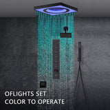 24" Flush Mount Rainfall Waterfall 6-Way Digital  Shower System with LED, Dual Regular Heads and Tub Spout