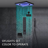 24" Flush Mount Rainfall Waterfall 6-Way Digital  Shower System with LED, Dual Regular Heads and Tub Spout